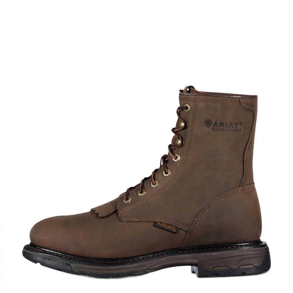 NEW ARIAT men's workhog waterproof work boot in oily distressed brown
